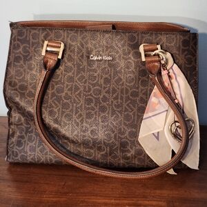 Calvin Klein Brown Tote Bag, 10x14x6, Divided